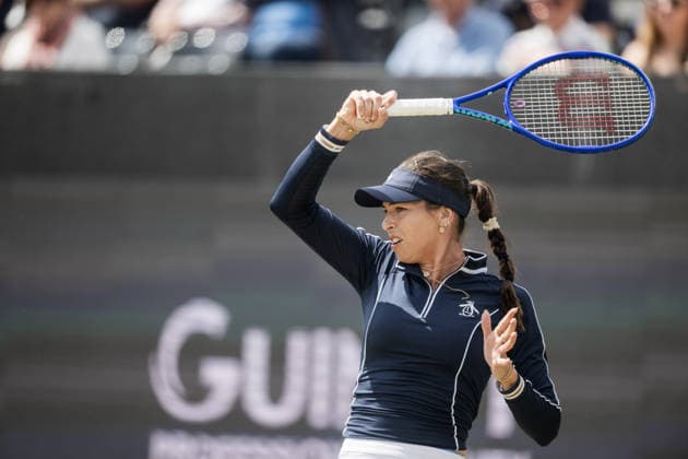 S-HERTOGENBOSCH, NETHERLANDS - JUNE 13: Ajla Tomljanovic of Australia plays a forehand against Robin Montgomery of the United States during their WTA, Tennis Damen Singles Semifinal match at the LibÃ ma Open on June 13, 2026 at Autotron s-Hertogenbosch in s-Hertogenbosch, Netherlands. Credit: Andy Astfalck NurPhoto Netherlands Copyright: xAndyxAstfalckx