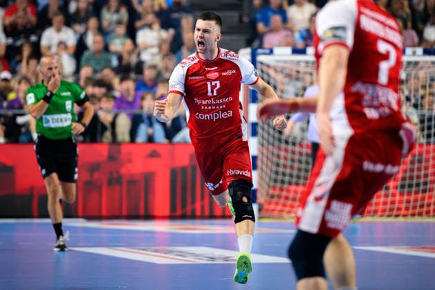 Koeln, Deutschland: Handball EHF CL Final 4 - Halbfinale - Aalborg Handbold - Barca Alexandre Blonz (Aalborg) Jubel Freude Emotion Koeln Lanxess Arena Nordrhein-Westfalen Deutschland