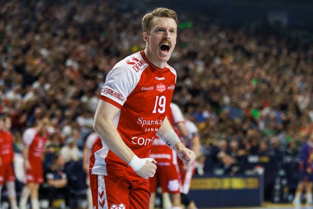 Kristian BJOERNSEN (Aalborg Handbold, 19) Jubel, Freude, Leidenschaft, Erfolg, Emotion, Begeisterung, positive Emotionen GER, Aalborg Handbold vs. FC Barcelona, Barca Handball, TruckScout24 EHF FINAL4 2026, Halbfinale, Spielzeit 2025 2026, 13.06.2026, GER, Aalborg Handbold vs. FC Barcelona, Handball, TruckScout24 EHF FINAL4 2026, Halbfinale, Spielzeit 2025 2026, 13.06.2026, Koeln