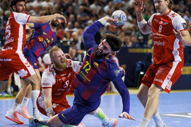 Ludovic FABREGAS FC Barcelona, Barca Barca, 72) erzielt ein Tor, Aktion, Torwurf GER, Aalborg Handbold vs. FC Barcelona, Handball, TruckScout24 EHF FINAL4 2026, Halbfinale, Spielzeit 2025 2026, 13.06.2026, GER, Aalborg Handbold vs. FC Barcelona, Handball, TruckScout24 EHF FINAL4 2026, Halbfinale, Spielzeit 2025 2026, 13.06.2026, Koeln