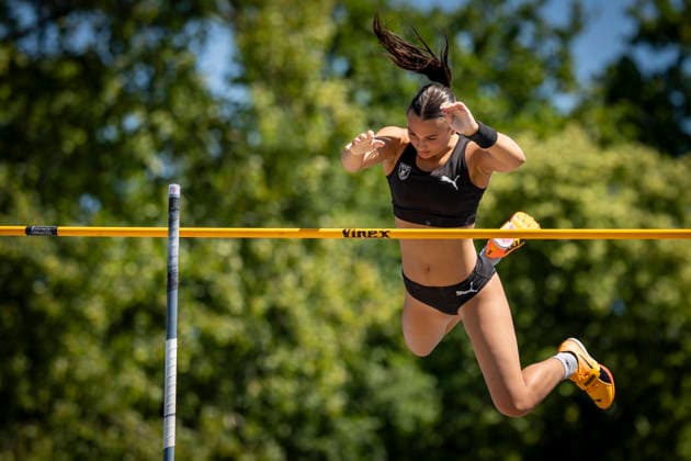 MANNHEIM, GERMANY - JUNE 13, 2026 : Eva Marie Weisbrodt (GER MTG Mannheim) competing in the women’s U20 pole vault during the Juniorengala 2026 at Michael-Hoffmann-Stadion on June 13, 2026 in Mannheim, Germany. Baden-Wuerttemberg Germany Copyright: xAxelxKohringx