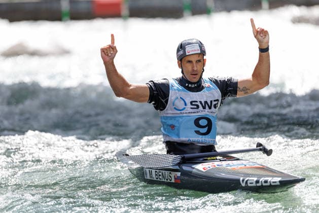 Matej Benus (SVK) bei ICF CANOE SLALOM WORLD CUP, Kanusport, Männer, Canadier, 2026, am 13.06.2026 in Augsburg, Eiskanal. Bayern Deutschland