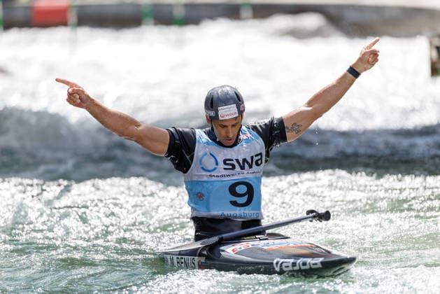 Matej Benus (SVK) bei ICF CANOE SLALOM WORLD CUP, Kanusport, Männer, Canadier, 2026, am 13.06.2026 in Augsburg, Eiskanal. Bayern Deutschland