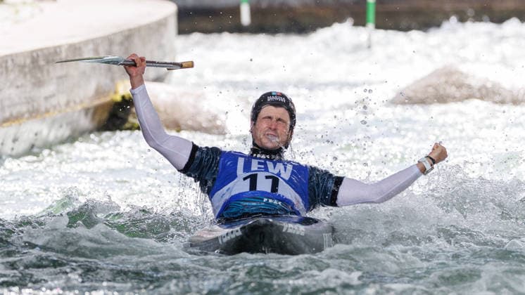 Raffaello Ivaldi (ITA) bei ICF CANOE SLALOM WORLD CUP, Kanusport, Männer, Canadier, 2026, am 13.06.2026 in Augsburg, Eiskanal. Bayern Deutschland