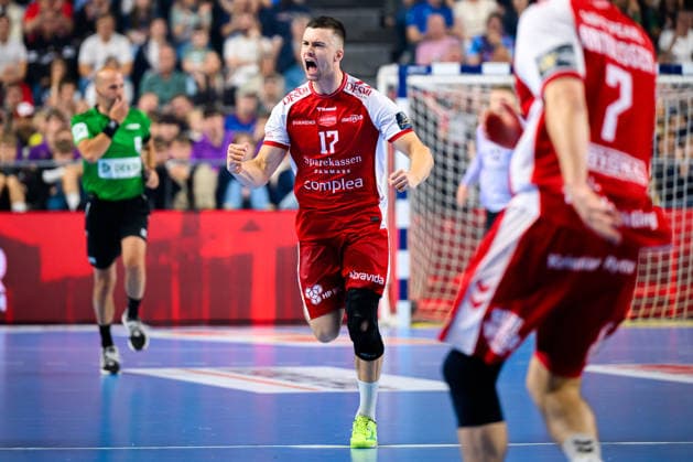 Koeln, Deutschland: Handball EHF CL Final 4 - Halbfinale - Aalborg Handbold - Barca Alexandre Blonz (Aalborg) Jubel Freude Emotion Koeln Lanxess Arena Nordrhein-Westfalen Deutschland