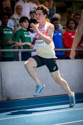 MANNHEIM, GERMANY - JUNE 13, 2026 : Sam van Dooren (BEL Belgium) competing during men’s 100m of the Juniorengala 2026 at Michael-Hoffmann-Stadion on June 13, 2026 in Mannheim, Germany. Baden-Wuerttemberg Germany Copyright: xAxelxKohringx