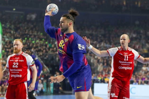 Cologne 13.06.2026. Pilka reczna EHF Liga Mistrzow sezon 2025 26 final4 mecz: Aalborg Handbold - Barca --- Handball EHF Champions League season 2025 26 final4 match: Aalborg Handbold - Barca nz Frade Luis Fot. Kacper Staniec NEWSPIX.PL --- newspix.pl 