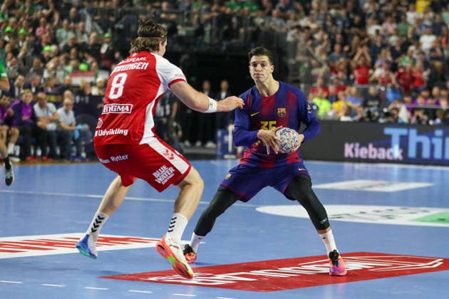 Cologne 13.06.2026. Pilka reczna EHF Liga Mistrzow sezon 2025 26 final4 mecz: Aalborg Handbold - Barca --- Handball EHF Champions League season 2025 26 final4 match: Aalborg Handbold - Barca nz Makuc Domen Fot. Kacper Staniec NEWSPIX.PL --- newspix.pl 