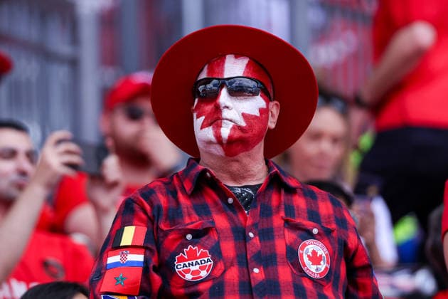 Canada v Bosnia and Herzegovina: Group B - FIFA World Cup, WM, Weltmeisterschaft, Fussball 2026 Team Canada fans with faces painted in the Canadian flag wait for the game to start during the FIFA World Cup 2026 group stage match between Canada and Bosnia and Herzegovina at Toronto Stadium in Toronto, Ontario, Canada, on June 12, 2026. Toronto Ontario Canada  Copyright: xIndrawanxKumalax originalFilename:kumala-thefifaw260612_npXDC.jpg