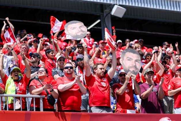 Canada v Bosnia and Herzegovina: Group B - FIFA World Cup, WM, Weltmeisterschaft, Fussball 2026 Team Canada supporters show support for the home team during the FIFA World Cup 2026 group stage match between Canada and Bosnia and Herzegovina at Toronto Stadium in Toronto, Ontario, Canada, on June 12, 2026. Toronto Ontario Canada  Copyright: xIndrawanxKumalax originalFilename:kumala-thefifaw260612_npgmf.jpg