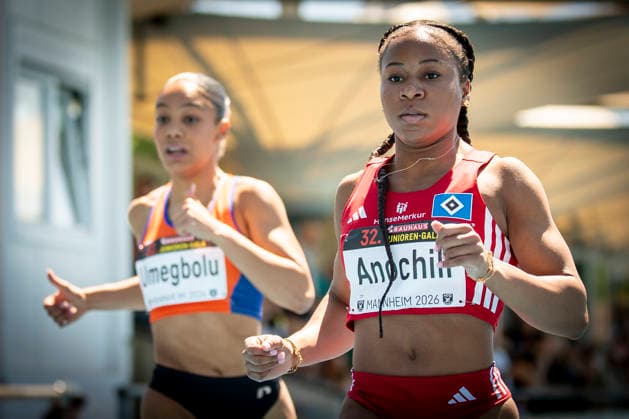 MANNHEIM, GERMANY - JUNE 13, 2026 : Lena Anochili (GER Hamburger SV) competing in the women’s U20 100m during the Juniorengala 2026 at Michael-Hoffmann-Stadion on June 13, 2026 in Mannheim, Germany. Baden-Wuerttemberg Germany Copyright: xAxelxKohringx