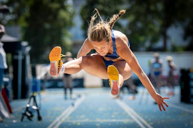 MANNHEIM, GERMANY - JUNE 13, 2026 : Nela Gabcikova (SVK Slovakia) competing in the women’s triple jump during the Juniorengala 2026 at Michael-Hoffmann-Stadion on June 13, 2026 in Mannheim, Germany. Baden-Wuerttemberg Germany Copyright: xAxelxKohringx