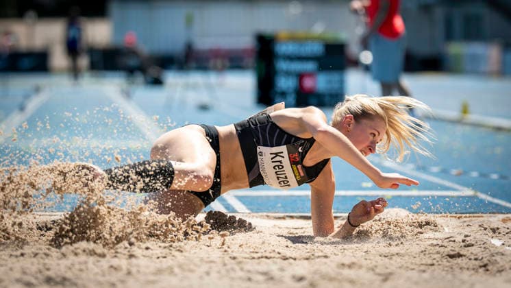 MANNHEIM, GERMANY - JUNE 13, 2026 : Vivienne Kreuzer (SUI Switzerland) competing in the women’s triple jump during the Juniorengala 2026 at Michael-Hoffmann-Stadion on June 13, 2026 in Mannheim, Germany. Baden-Wuerttemberg Germany Copyright: xAxelxKohringx
