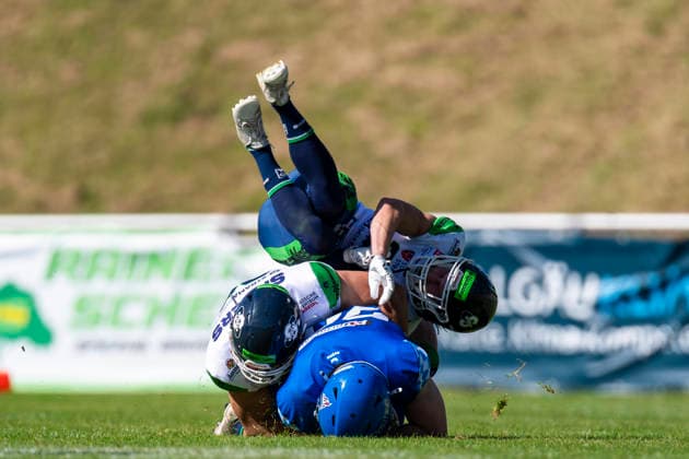 Pascal Sendelbach (DB, Straubing Spiders, 25) GER, Allgaeu Comets vs Straubing Spiders, American Football, GFL, Saison 2026, Week 06, 13.06.2026 GER, Allgaeu Comets vs Straubing Spiders, American Football, GFL, Saison 2026, Week 06, 13.06.2026 Kempten