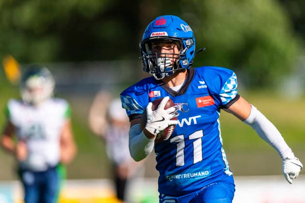 Elias Kraljevic (Allgaeu Comets, WR, 11) GER, Allgaeu Comets vs Straubing Spiders, American Football, GFL, Saison 2026, Week 06, 13.06.2026 GER, Allgaeu Comets vs Straubing Spiders, American Football, GFL, Saison 2026, Week 06, 13.06.2026 Kempten