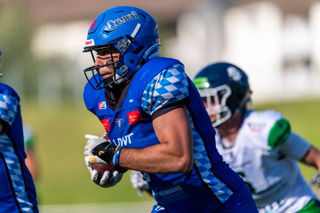 Gabriel Quigley (Allgaeu Comets, WR, 7) GER, Allgaeu Comets vs Straubing Spiders, American Football, GFL, Saison 2026, Week 06, 13.06.2026 GER, Allgaeu Comets vs Straubing Spiders, American Football, GFL, Saison 2026, Week 06, 13.06.2026 Kempten