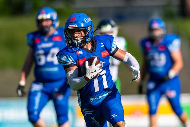 Elias Kraljevic (Allgaeu Comets, WR, 11) GER, Allgaeu Comets vs Straubing Spiders, American Football, GFL, Saison 2026, Week 06, 13.06.2026 GER, Allgaeu Comets vs Straubing Spiders, American Football, GFL, Saison 2026, Week 06, 13.06.2026 Kempten