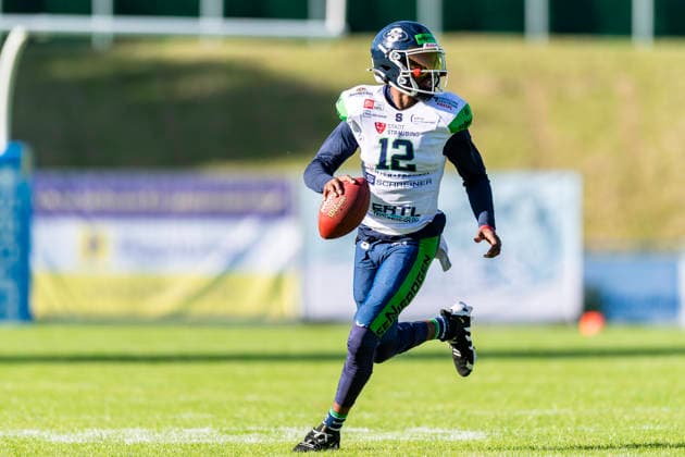 Sven Dorfner (QB, Straubing Spiders, 12) GER, Allgaeu Comets vs Straubing Spiders, American Football, GFL, Saison 2026, Week 06, 13.06.2026 GER, Allgaeu Comets vs Straubing Spiders, American Football, GFL, Saison 2026, Week 06, 13.06.2026 Kempten