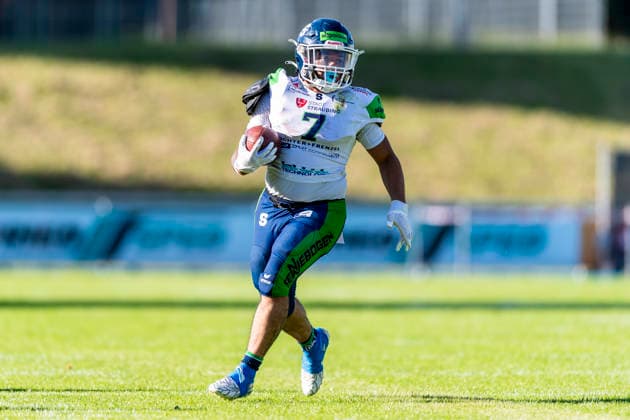 Anthony Green (WR, Straubing Spiders, 7) GER, Allgaeu Comets vs Straubing Spiders, American Football, GFL, Saison 2026, Week 06, 13.06.2026 GER, Allgaeu Comets vs Straubing Spiders, American Football, GFL, Saison 2026, Week 06, 13.06.2026 Kempten