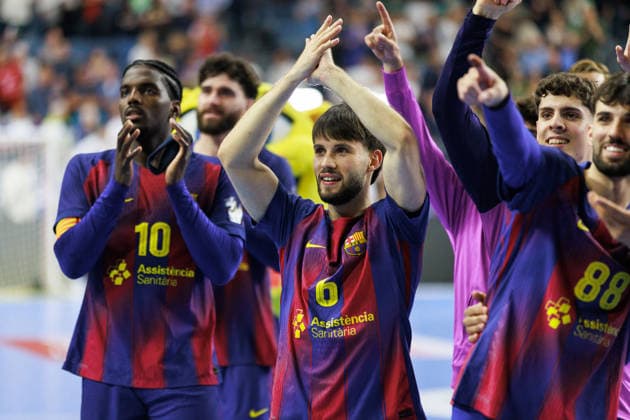 Dika MEM FC Barcelona, Barca Barca, 10) bar 06 Jubel, Freude, Leidenschaft, Erfolg, Emotion, Begeisterung, positive Emotionen GER, Aalborg Handbold vs. FC Barcelona, Handball, TruckScout24 EHF FINAL4 2026, Halbfinale, Spielzeit 2025 2026, 13.06.2026, GER, Aalborg Handbold vs. FC Barcelona, Handball, TruckScout24 EHF FINAL4 2026, Halbfinale, Spielzeit 2025 2026, 13.06.2026, Koeln