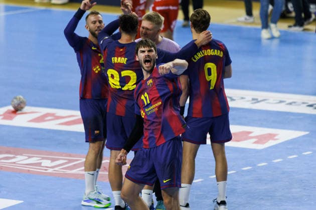 Djordje CIKUSA FC Barcelona, Barca Barca, 11) Jubel, Freude, Leidenschaft, Erfolg, Emotion, Begeisterung, positive Emotionen nach dem Spiel GER, Aalborg Handbold vs. FC Barcelona, Handball, TruckScout24 EHF FINAL4 2026, Halbfinale, Spielzeit 2025 2026, 13.06.2026, GER, Aalborg Handbold vs. FC Barcelona, Handball, TruckScout24 EHF FINAL4 2026, Halbfinale, Spielzeit 2025 2026, 13.06.2026, Koeln