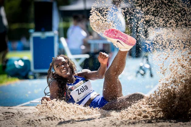 MANNHEIM, GERMANY - JUNE 13, 2026 : Solveig Zola (FRA France) competing in the women’s triple jump during the Juniorengala 2026 at Michael-Hoffmann-Stadion on June 13, 2026 in Mannheim, Germany. Baden-Wuerttemberg Germany Copyright: xAxelxKohringx