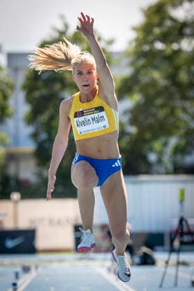 MANNHEIM, GERMANY - JUNE 13, 2026 : Malm Ella Alvelin (SWE Sweden) competing in the women’s triple jump during the Juniorengala 2026 at Michael-Hoffmann-Stadion on June 13, 2026 in Mannheim, Germany. Baden-Wuerttemberg Germany Copyright: xAxelxKohringx