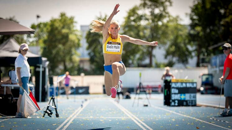 MANNHEIM, GERMANY - JUNE 13, 2026 : Malm Ella Alvelin (SWE Sweden) competing in the women’s triple jump during the Juniorengala 2026 at Michael-Hoffmann-Stadion on June 13, 2026 in Mannheim, Germany. Baden-Wuerttemberg Germany Copyright: xAxelxKohringx