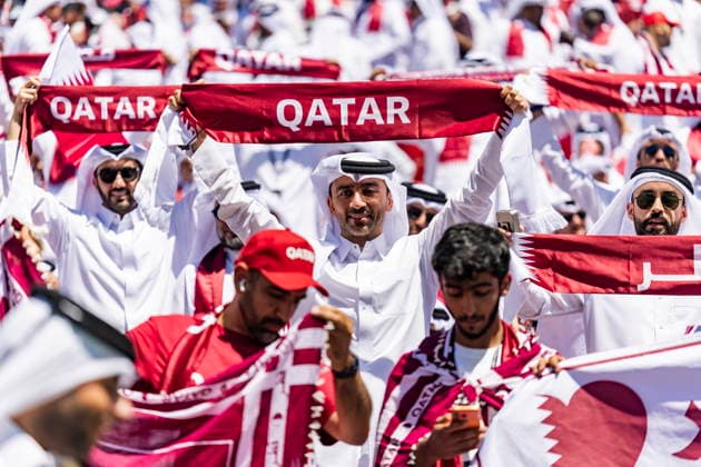 FIFA World Cup, WM, Weltmeisterschaft, Fussball 2026 - Group B - Qatar vs Switzerland Fans of Qater celebrate prior to the FIFA World Cup 2026 group stage match Qatar against Switzerland, in San Francisco, USA, 13 June 2026. San Francisco United States  Copyright: xPETERxKLAUNZERx
