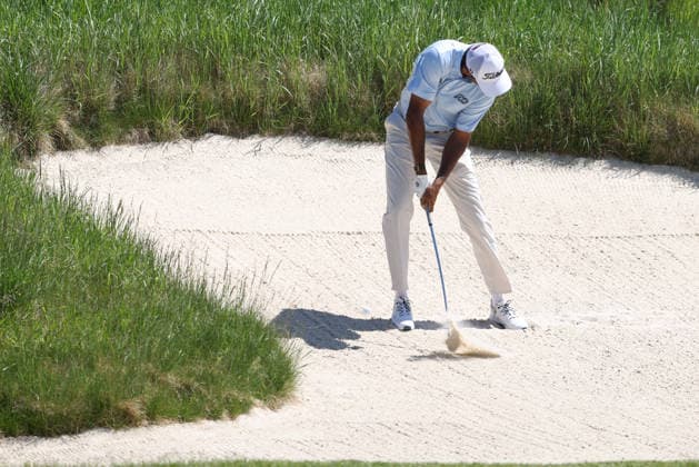June 13, 2026: Sudarshan Yellamaraju of Canada plays out of a fairway bunker during the RBC Canadian Open held at TPC Toronto at Osprey Valley in Caledon Ontario, Canada. CSM PGA, Golf Herren 2026: RBC Canadian Open Jun 13  - ZUMAc04_ 20260613_zma_c04_091 Copyright: xDanielxLeax