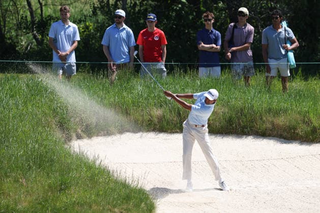 June 13, 2026: Sudarshan Yellamaraju of Canada plays out of a fairway bunker during the RBC Canadian Open held at TPC Toronto at Osprey Valley in Caledon Ontario, Canada. CSM PGA, Golf Herren 2026: RBC Canadian Open Jun 13  - ZUMAc04_ 20260613_zma_c04_093 Copyright: xDanielxLeax