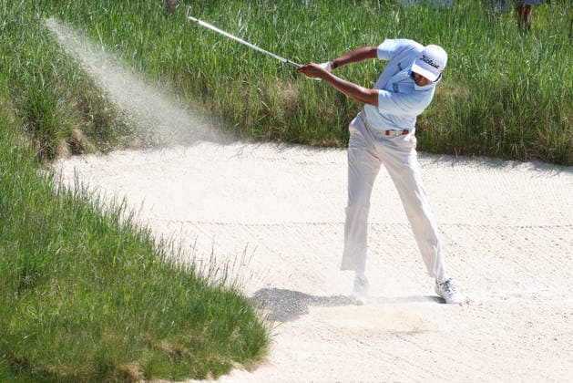 June 13, 2026: Sudarshan Yellamaraju of Canada plays out of a fairway bunker during the RBC Canadian Open held at TPC Toronto at Osprey Valley in Caledon Ontario, Canada. CSM PGA, Golf Herren 2026: RBC Canadian Open Jun 13  - ZUMAc04_ 20260613_zma_c04_096 Copyright: xDanielxLeax