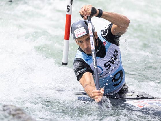 Matej Benus (SVK), Einer Canadier, C1, Männer; ICF Kanu Slalom Weltcup 2026 Eiskanal Augsburg