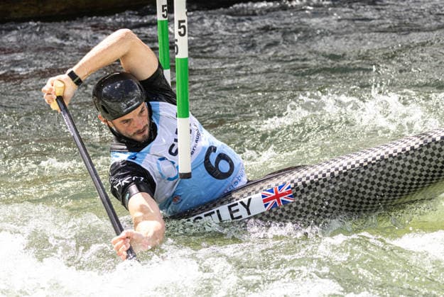 Ryan Westley (GBR), Einer Canadier, C1, Männer; ICF Kanu Slalom Weltcup 2026 Eiskanal Augsburg