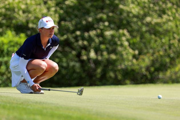 Dow Championship Midland, MI - JUNE 13: Nanna Koerstz Madsen of Denmark lines up her putt on the 3rd green during the third round of the Dow Championship at Midland Country Club on June 13, 2026 in Midland, Michigan. Midland Michigan United States  Copyright: xAmyxLemusx originalFilename:lemus-dowchamp260613_npu6a.jpg