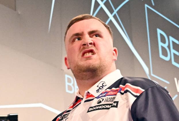 13.06.2026, xhbx, Dart World Cup of Darts 2026, v.l. Luke Littler (England) sauer (DFL DFB REGULATIONS PROHIBIT ANY USE OF PHOTOGRAPHS as IMAGE SEQUENCES and or QUASI-VIDEO) Frankfurt