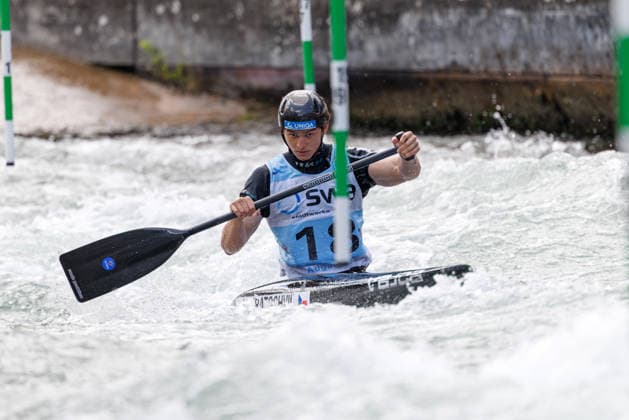Lukas Kratochvil (CZE) bei ICF CANOE SLALOM WORLD CUP, Kanusport, Männer, Canadier, 2026, am 13.06.2026 in Augsburg, Eiskanal. Bayern Deutschland