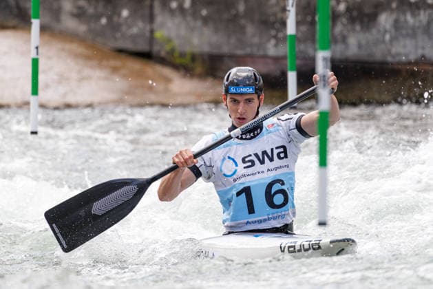 Adam Kral (CZE) bei ICF CANOE SLALOM WORLD CUP, Kanusport, Männer, Canadier, 2026, am 13.06.2026 in Augsburg, Eiskanal. Bayern Deutschland