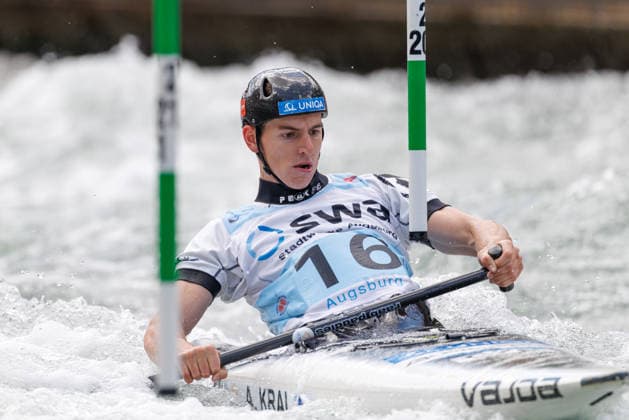 Adam Kral (CZE) bei ICF CANOE SLALOM WORLD CUP, Kanusport, Männer, Canadier, 2026, am 13.06.2026 in Augsburg, Eiskanal. Bayern Deutschland