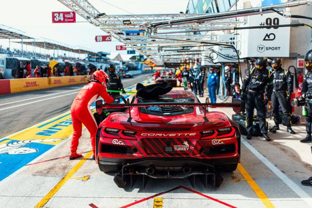 24 HEURES DU MANS 2026 - RACE - SATURDAY 34 DEMPSEY Peter (irl), YOLUC Salih (tur), EASTWOOD Charlie (irl), Racing Team Turkey by TF, Corvette Z06 LMGT3.R 34, LM GT3, action during the 24 Hours of Le Mans 2026, 3rd round of the 2026 FIA World Endurance Championship, on June 13, 2026 on the Circuit des 24 Heures du Mans in Le Mans, France -  Copyright: xAndreaxLorenzinax