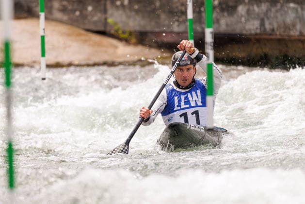 Raffaello Ivaldi (ITA) bei ICF CANOE SLALOM WORLD CUP, Kanusport, Männer, Canadier, 2026, am 13.06.2026 in Augsburg, Eiskanal. Bayern Deutschland