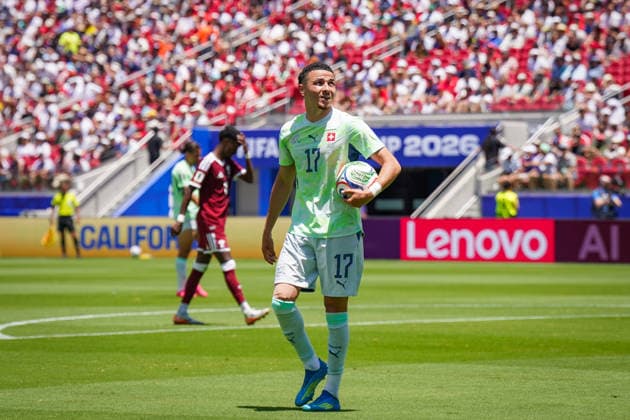 USA: Fussball FIFA World Cup, WM, Weltmeisterschaft, Fussball 2026 Gruppe B Schweiz vs Qatar Levi™s Stadium (Santa Clara, Kalifornien): Ruben Vargas (Schweiz, 17)