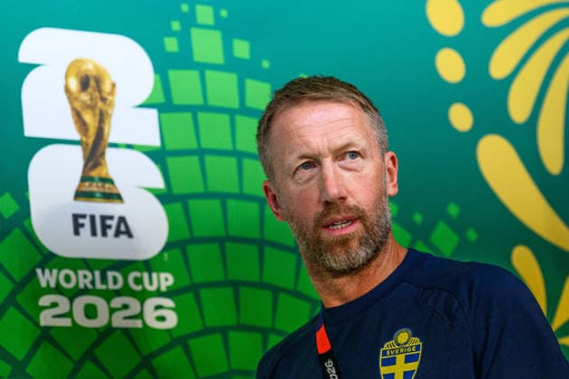 260613 Coach Graham Potter of the Swedish national football team at a press conference, PK, Pressekonferenz during day 3 of the FIFA World Cup, WM, Weltmeisterschaft, Fussball 2026 on June 13, 2026 in Monterrey. Photo: Joel Marklund BILDBYRAN kod JM PA1231 fotboll football soccer fotball vm fotbolls-vm fotball-vm fotbolls-vm 2026 fifa world cup 2026 presskonferens press conference sverige sweden sverige a day 3 bbeng