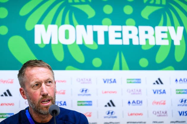 260613 Coach Graham Potter of the Swedish national football team at a press conference, PK, Pressekonferenz during day 3 of the FIFA World Cup, WM, Weltmeisterschaft, Fussball 2026 on June 13, 2026 in Monterrey. Photo: Joel Marklund BILDBYRAN kod JM PA1231 fotboll football soccer fotball vm fotbolls-vm fotball-vm fotbolls-vm 2026 fifa world cup 2026 presskonferens press conference sverige sweden sverige a day 3 bbeng