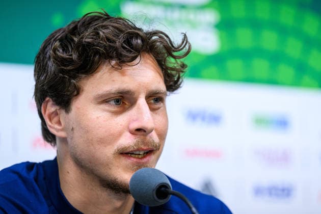 260613 Victor Nilsson Lindelöf of the Swedish national football team at a press conference, PK, Pressekonferenz during day 3 of the FIFA World Cup, WM, Weltmeisterschaft, Fussball 2026 on June 13, 2026 in Monterrey. Photo: Joel Marklund BILDBYRAN kod JM PA1231 fotboll football soccer fotball vm fotbolls-vm fotball-vm fotbolls-vm 2026 fifa world cup 2026 presskonferens press conference sverige sweden sverige a day 3 bbeng