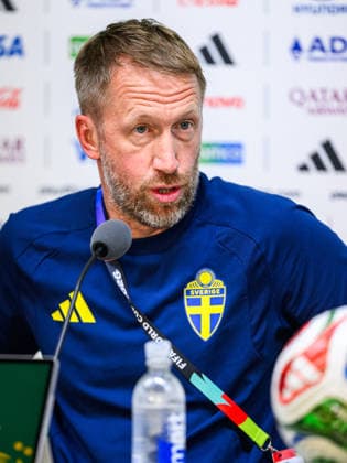 260613 Head coach Graham Potter of the Swedish national football team at a press conference, PK, Pressekonferenz during day 3 of the FIFA World Cup, WM, Weltmeisterschaft, Fussball 2026 on June 13, 2026 in Monterrey. Photo: Joel Marklund BILDBYRAN kod JM PA1231 fotboll football soccer fotball vm fotbolls-vm fotball-vm fotbolls-vm 2026 fifa world cup 2026 presskonferens press conference sverige sweden sverige a day 3 bbeng