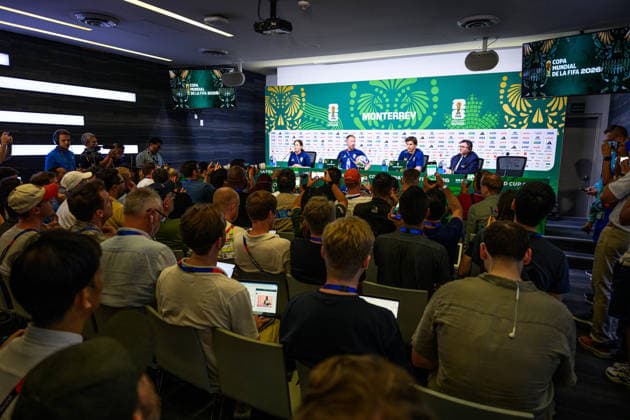 260613 Head coach Graham Potter and Victor Nilsson Lindelöf of the Swedish national football team at a press conference, PK, Pressekonferenz during day 3 of the FIFA World Cup, WM, Weltmeisterschaft, Fussball 2026 on June 13, 2026 in Monterrey. Photo: Petter Arvidson BILDBYRAN kod PA PA1231 fotboll football soccer fotball vm fotbolls-vm fotball-vm fotbolls-vm 2026 fifa world cup 2026 presskonferens press conference sverige sweden sverige a day 3 bbeng