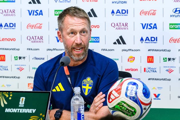 260613 Head coach Graham Potter of the Swedish national football team at a press conference, PK, Pressekonferenz during day 3 of the FIFA World Cup, WM, Weltmeisterschaft, Fussball 2026 on June 13, 2026 in Monterrey. Photo: Petter Arvidson BILDBYRAN kod PA PA1231 fotboll football soccer fotball vm fotbolls-vm fotball-vm fotbolls-vm 2026 fifa world cup 2026 presskonferens press conference sverige sweden sverige a day 3 bbeng