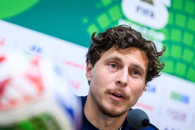 260613 of the Swedish national football team at a press conference, PK, Pressekonferenz during day 3 of the FIFA World Cup, WM, Weltmeisterschaft, Fussball 2026 on June 13, 2026 in Monterrey. Photo: Joel Marklund BILDBYRAN kod JM PA1231 fotboll football soccer fotball vm fotbolls-vm fotball-vm fotbolls-vm 2026 fifa world cup 2026 presskonferens press conference sverige sweden sverige a day 3 bbeng