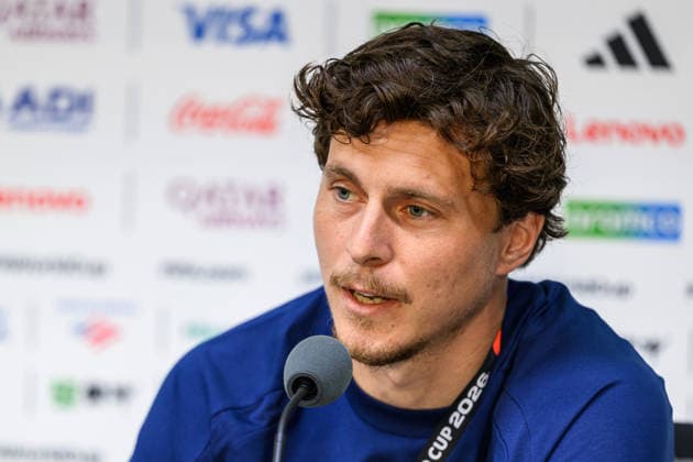 260613 Victor Nilsson Lindelöf of the Swedish national football team at a press conference, PK, Pressekonferenz during day 3 of the FIFA World Cup, WM, Weltmeisterschaft, Fussball 2026 on June 13, 2026 in Monterrey. Photo: Petter Arvidson BILDBYRAN kod PA PA1231 fotboll football soccer fotball vm fotbolls-vm fotball-vm fotbolls-vm 2026 fifa world cup 2026 presskonferens press conference sverige sweden sverige a day 3 bbeng